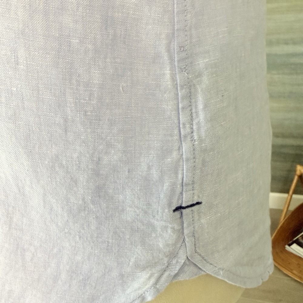J.Crew Baird McNutt Irish Linen Long Sleeve Shirt Blue Slim Fit Women's 4 Petite - Picture 6 of 13